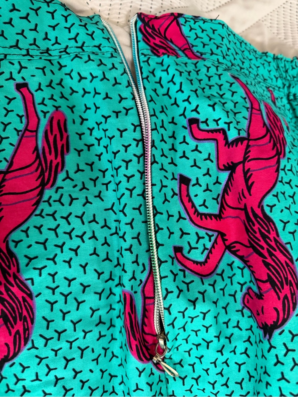 Bright Jade/Teal Blue with Vibrant Pink horses Floor Skimming Silhouette Skirt - Picture 6 of 9